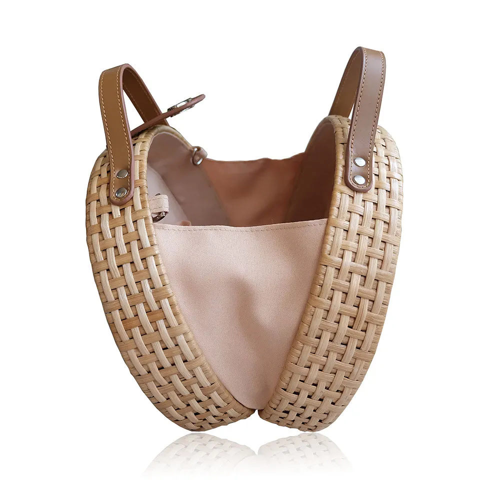 "Suyen" Purple Tinalak Embroidered Rattan Tote