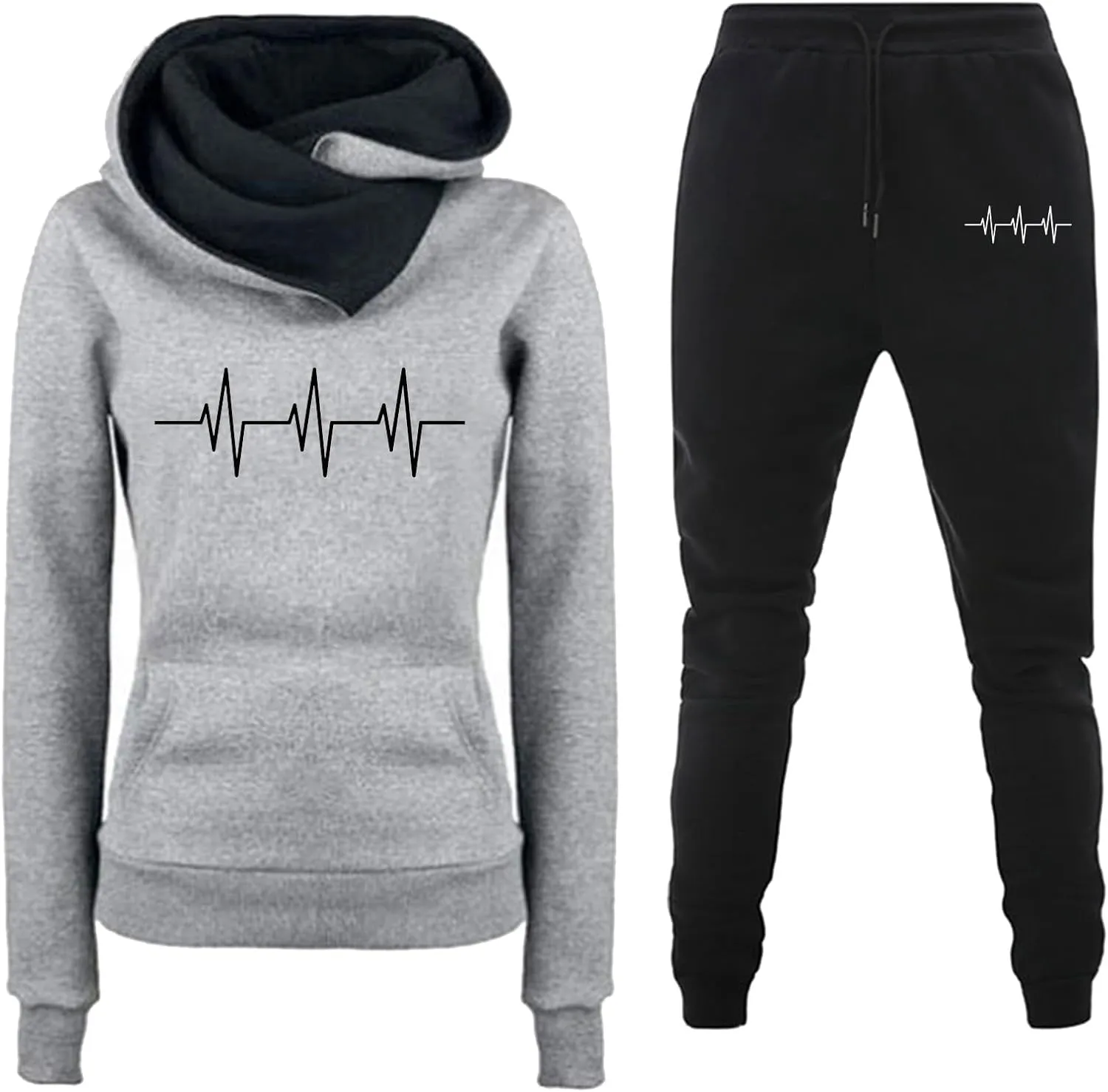 QWENTMTNTY Tracksuit Women 2 Piece Outfits Cotton Oversized Hoodies Pullover and Pants Sets Long Sleeve Solid Sweatsuits