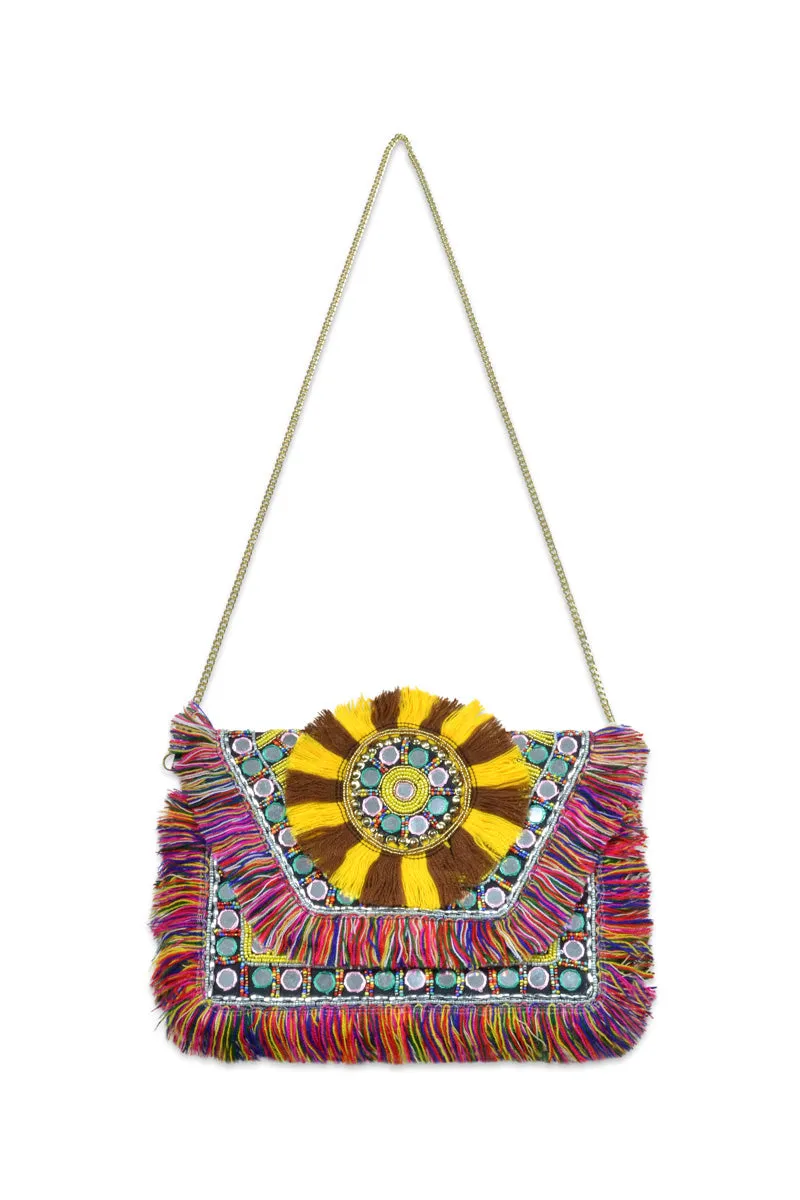Rainbow Jungle Hand Beaded Embellished Bag