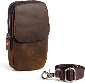 Ranboo Leather Cell Phone Holster Case with Belt Clip Fits for iPhone 16 Pro Max 15 Pro Max 14 Pro Max 13 Pro Max Samsung Galaxy A15 A54 S24 Ultra S23  Belt Pouch Crossbody Purse Shoulder Bag (Coffee)
