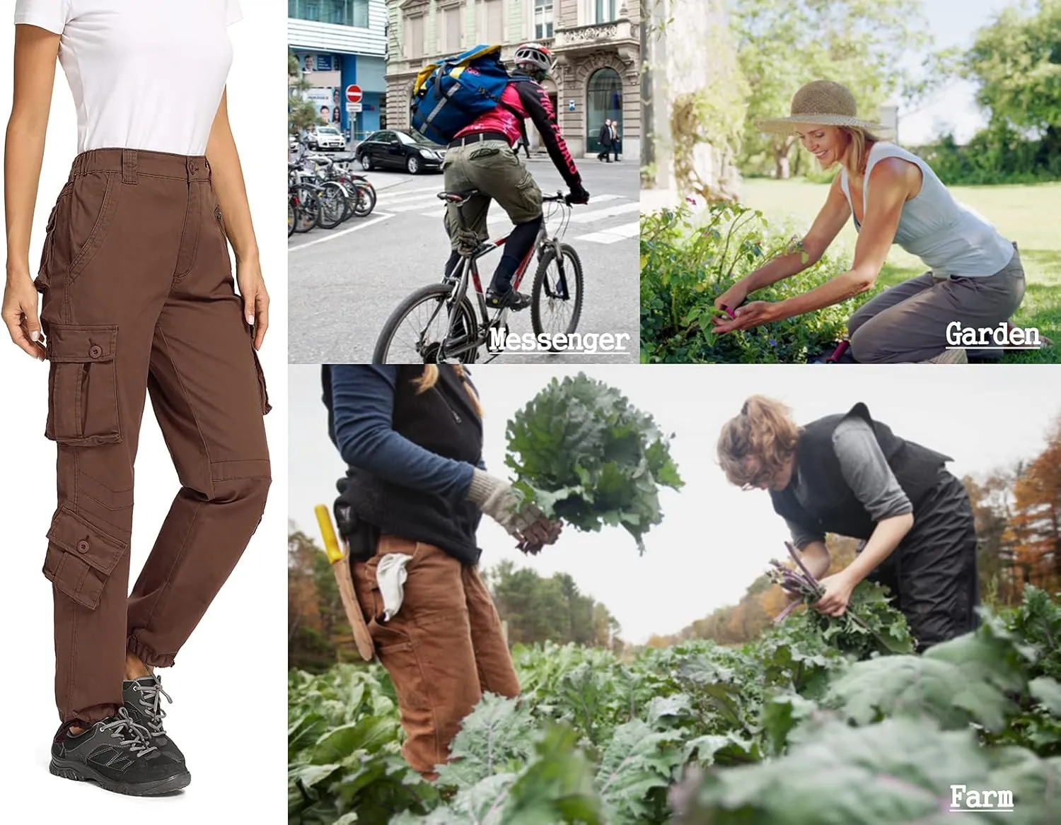 Raroauf Women's Causal Cotton Cargo Pants Military Combat Workwear Capri Pants with 8 Pockets