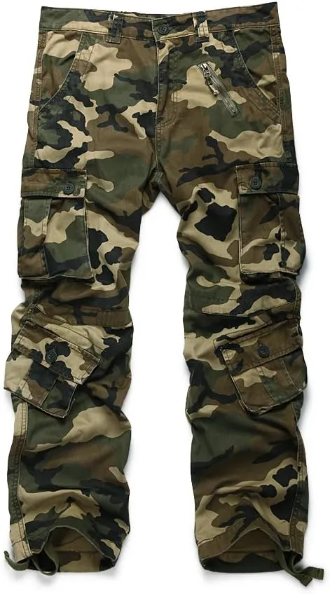 Raroauf Women's Causal Cotton Cargo Pants Military Combat Workwear Capri Pants with 8 Pockets