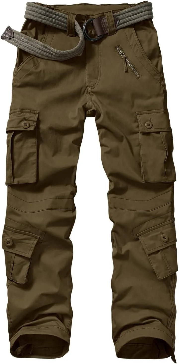 Raroauf Women's Causal Cotton Cargo Pants Military Combat Workwear Capri Pants with 8 Pockets