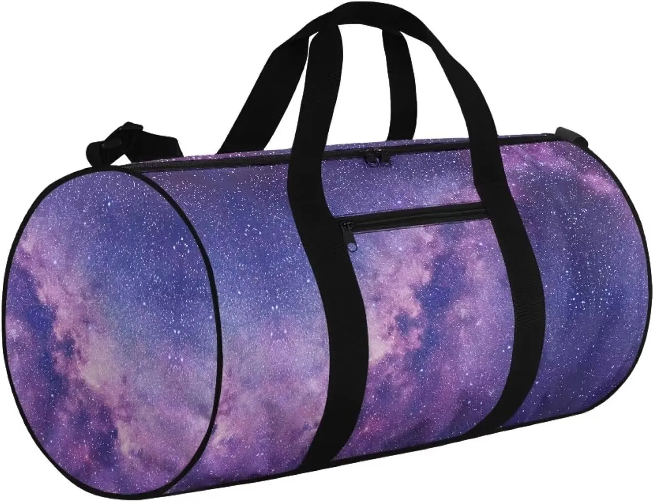 Rchsmod Purple Galaxy Print Duffel Bag for Women Gym Duffel Bag with Adjustable Strap Carry On Travel Duffel with Front Pocket Zipper Sports Tote Bag Large Yoga Bag for Weekender Gym Beach