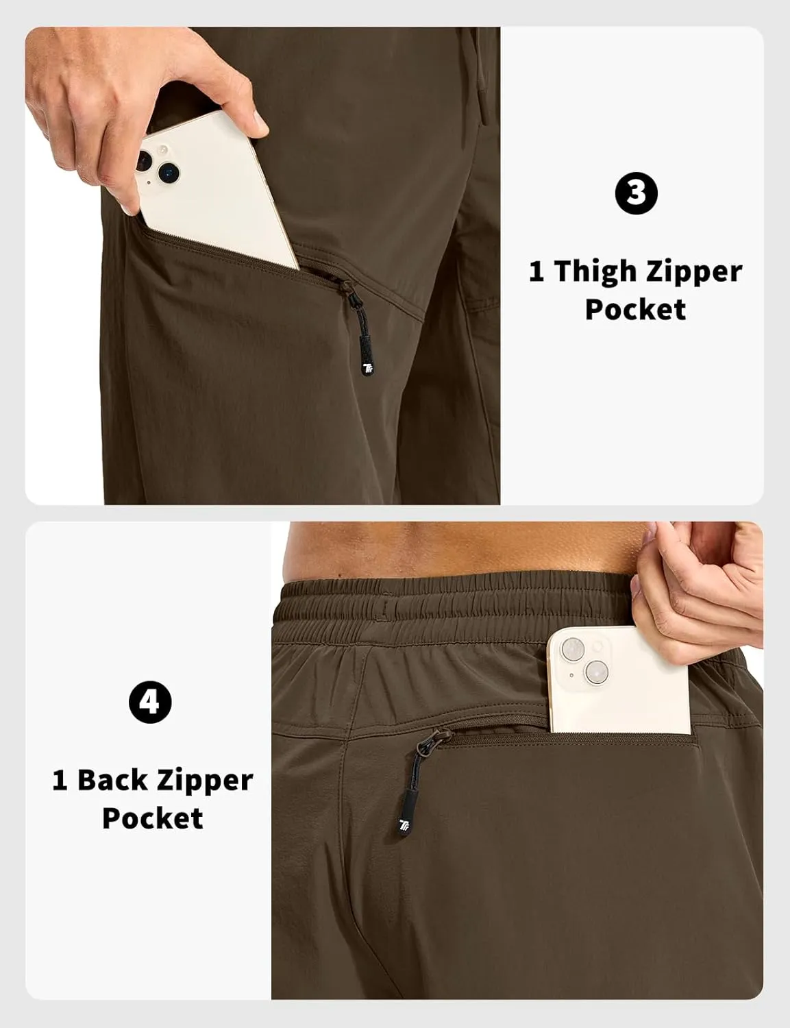 Rdruko Men's Hiking Shorts 9'' Quick Dry Lightweight Work Cargo Outdoor Elastic Waist Shorts with Zipper Pockets