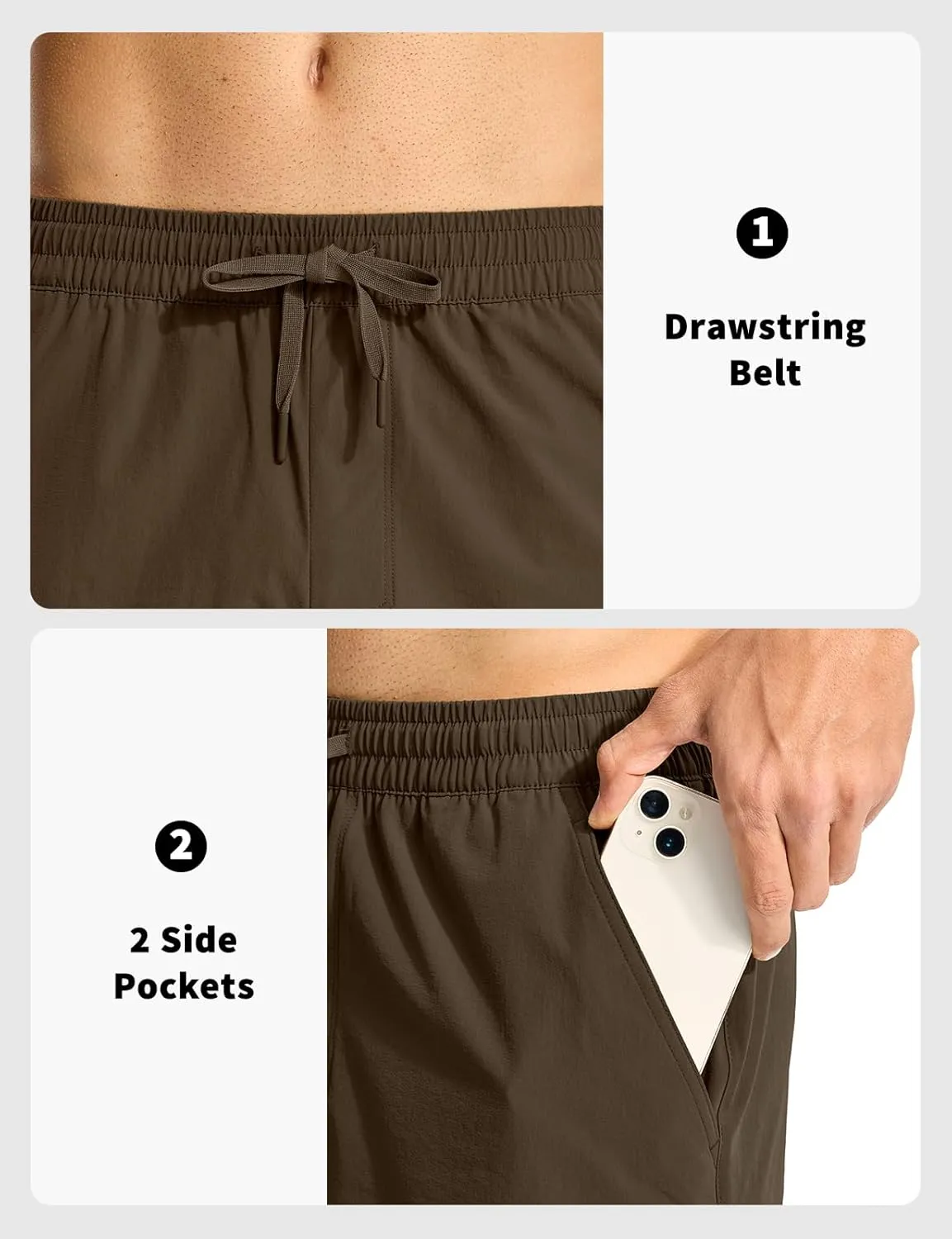 Rdruko Men's Hiking Shorts 9'' Quick Dry Lightweight Work Cargo Outdoor Elastic Waist Shorts with Zipper Pockets