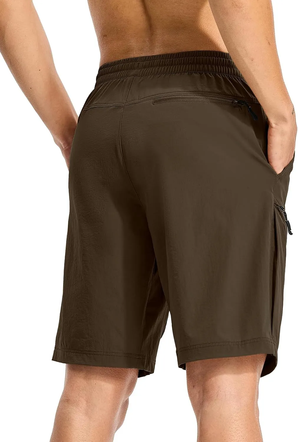Rdruko Men's Hiking Shorts 9'' Quick Dry Lightweight Work Cargo Outdoor Elastic Waist Shorts with Zipper Pockets