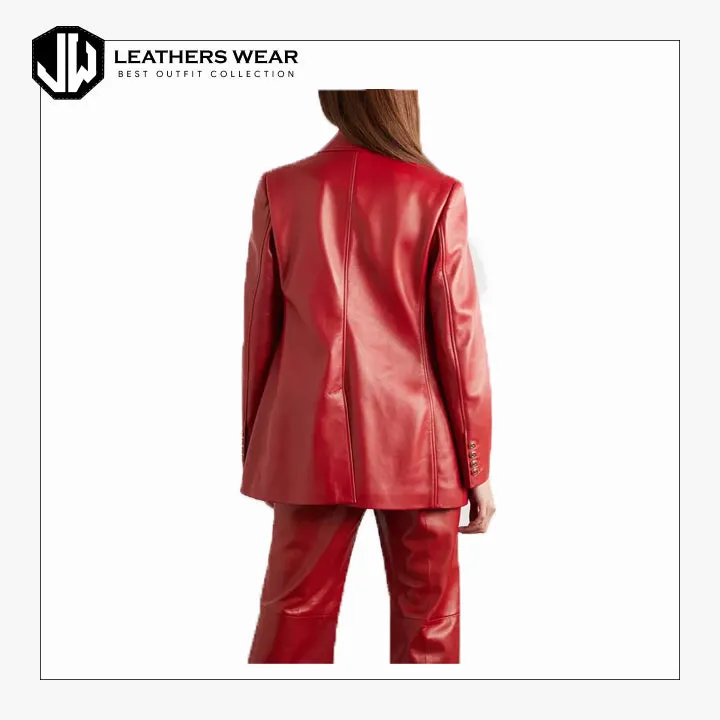 Real Leather Blazer Womens