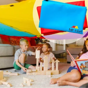 (Red Blue 2 Pack Extra Blankets, Blanket Fort Building Kit for Kids, TOTEAFORT Toy, Make a Portable Playhouse, Play Tent Boy Girl Indoor Outdoor Build Set, Ages 4, 8, 12  