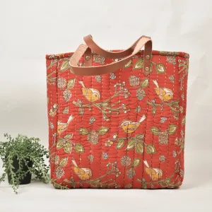 Red Tapti Hand Quilted Large Tote Bag