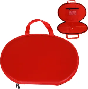 Regalia Chain Collar Case – Soft Padded Faux Leather Bag with Secure Straps & Zipper Pocket – 5 Color Options (RED)