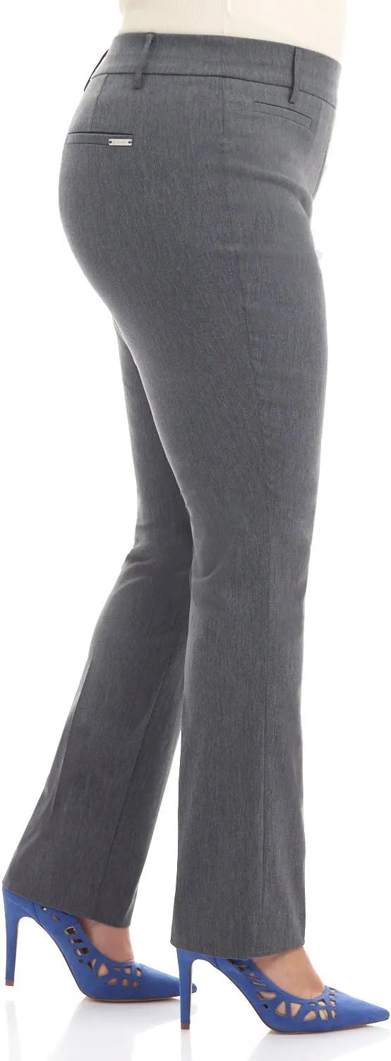 Rekucci Curvy Woman Ease into Comfort Plus Size Straight Pant w/Tummy Control