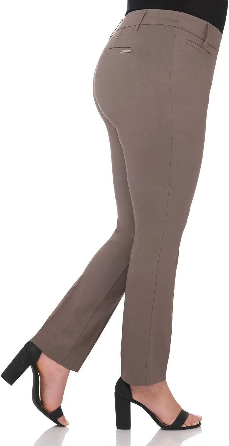 Rekucci Curvy Woman Ease into Comfort Plus Size Straight Pant w/Tummy Control