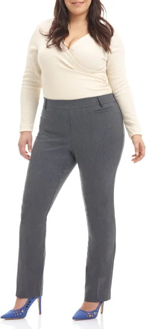 Rekucci Curvy Woman Ease into Comfort Plus Size Straight Pant w/Tummy Control