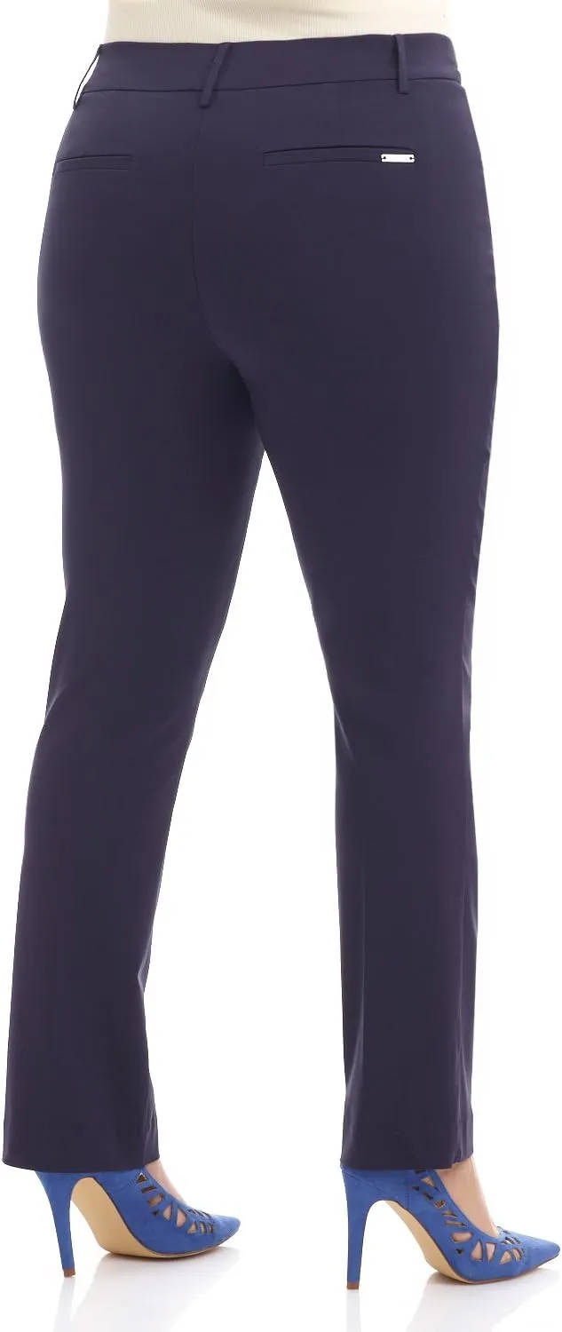 Rekucci Curvy Woman Ease into Comfort Plus Size Straight Pant w/Tummy Control
