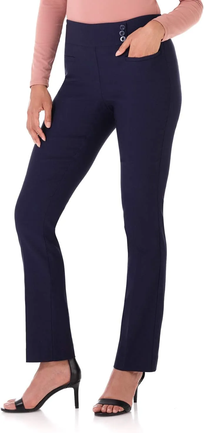 Rekucci Women's Ease Into Comfort Pull-On Straight Pant with Pockets