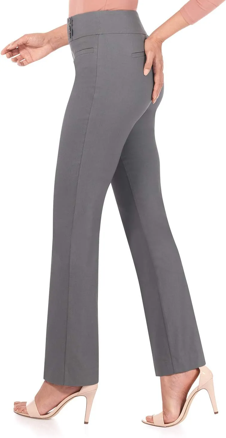 Rekucci Women's Ease Into Comfort Pull-On Straight Pant with Pockets