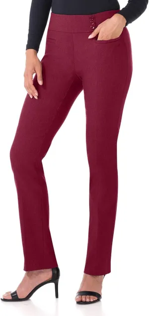 Rekucci Women's Ease Into Comfort Pull-On Straight Pant with Pockets