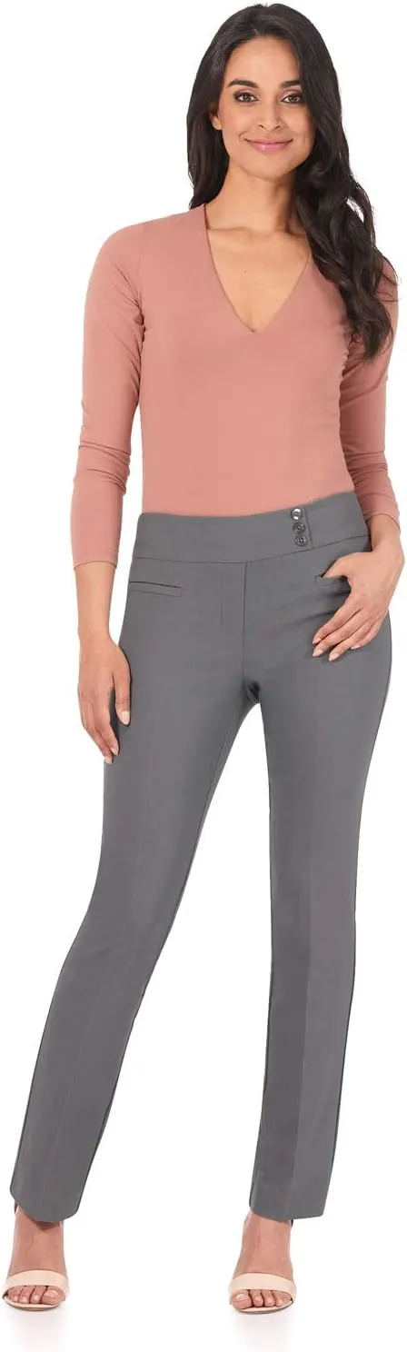 Rekucci Women's Ease Into Comfort Pull-On Straight Pant with Pockets
