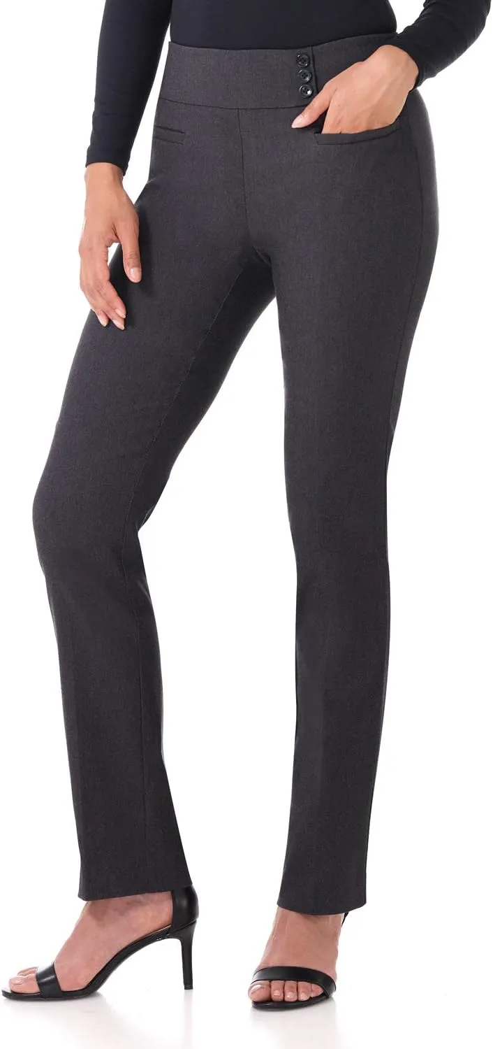 Rekucci Women's Ease Into Comfort Pull-On Straight Pant with Pockets