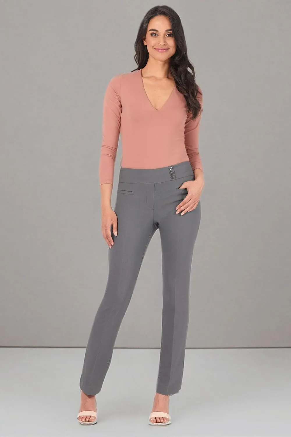 Rekucci Women's Ease Into Comfort Pull-On Straight Pant with Pockets