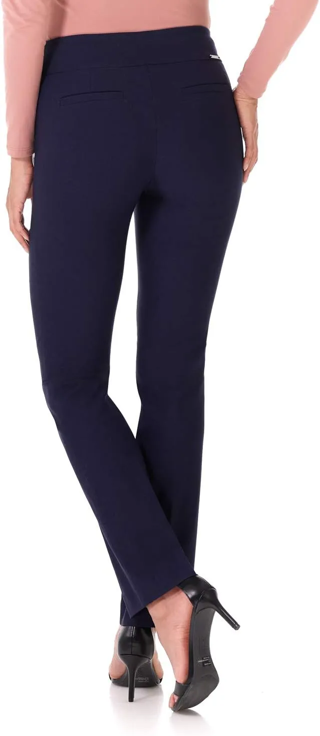 Rekucci Women's Ease Into Comfort Pull-On Straight Pant with Pockets