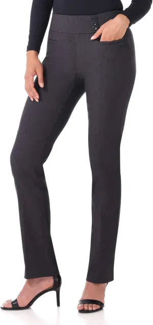 Rekucci Women's Ease Into Comfort Pull-On Straight Pant with Pockets