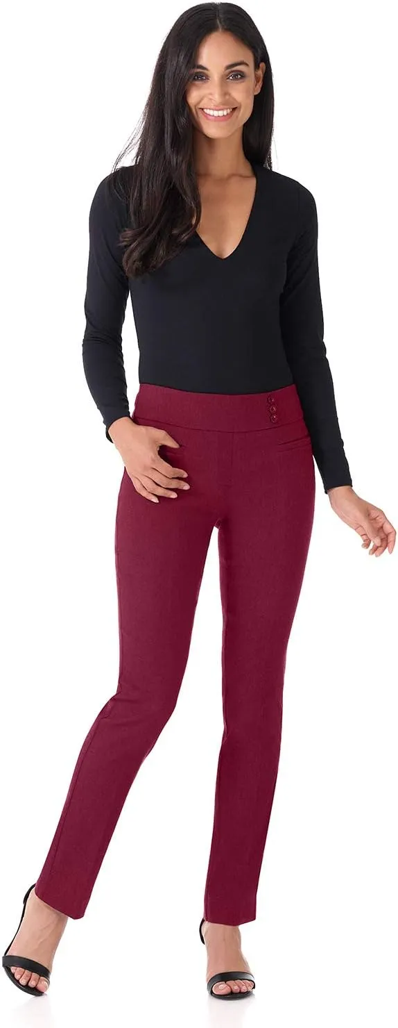 Rekucci Women's Ease Into Comfort Pull-On Straight Pant with Pockets