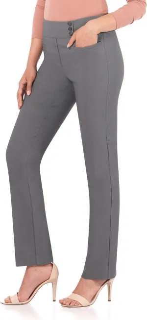 Rekucci Women's Ease Into Comfort Pull-On Straight Pant with Pockets