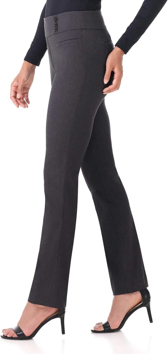 Rekucci Women's Ease Into Comfort Pull-On Straight Pant with Pockets