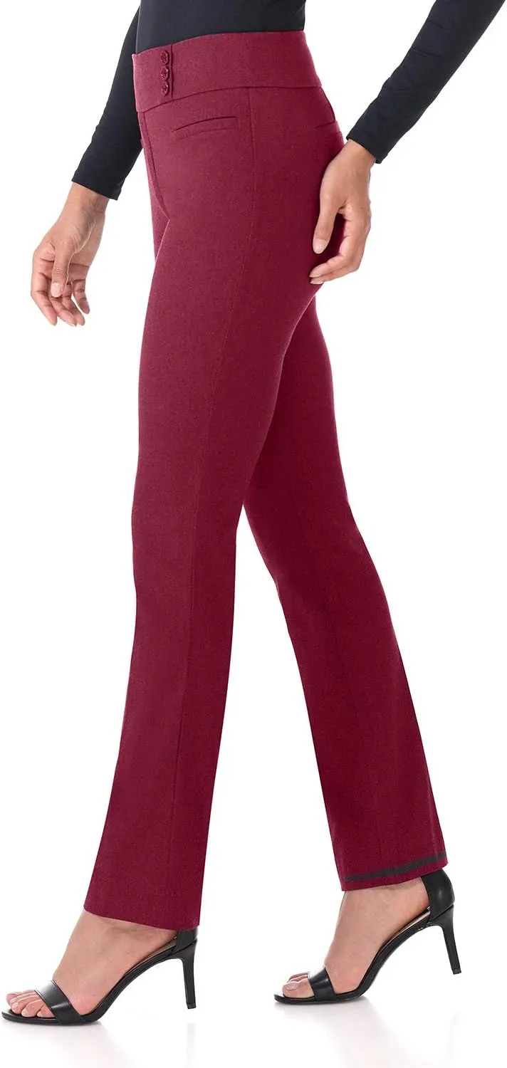 Rekucci Women's Ease Into Comfort Pull-On Straight Pant with Pockets