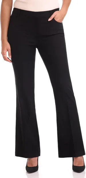 Rekucci Women's Stretchy Pull-On 5 Pocket Pant with Flare Leg for Office Work Business