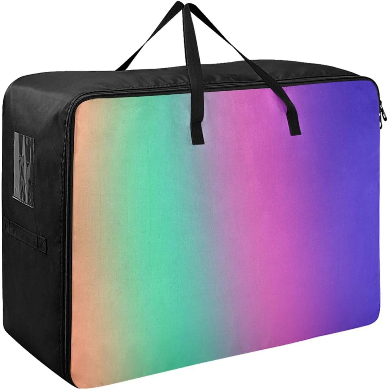 Retro Rainbow Gradient Storage Bag, 27.5x19.7x11 In, Extra Large Storage Duffle Bag with Zippers and Handles Zippered Storage Bags for Moving Essential