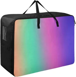 Retro Rainbow Gradient Storage Bag, 27.5x19.7x11 In, Extra Large Storage Duffle Bag with Zippers and Handles Zippered Storage Bags for Moving Essential