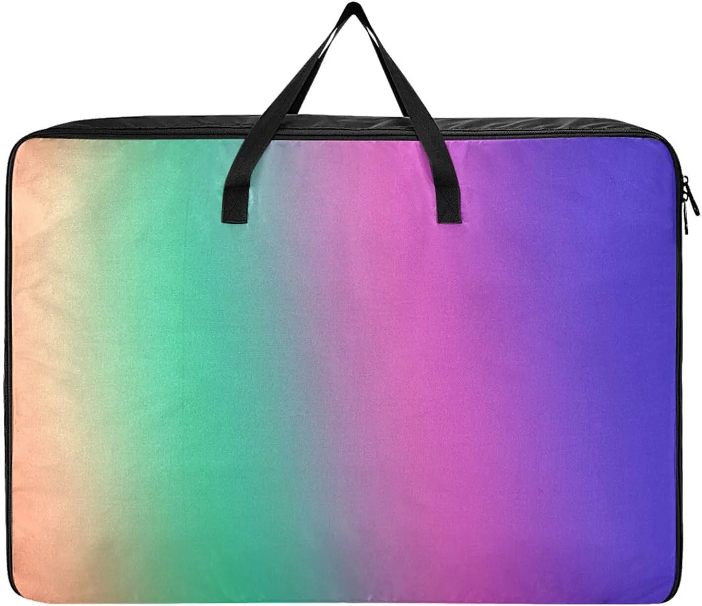 Retro Rainbow Gradient Storage Bag, 27.5x19.7x11 In, Extra Large Storage Duffle Bag with Zippers and Handles Zippered Storage Bags for Moving Essential