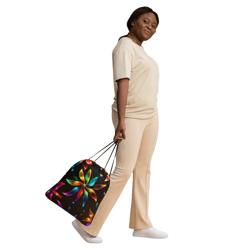 Retro Rainbow Pinwheel Drawstring bag