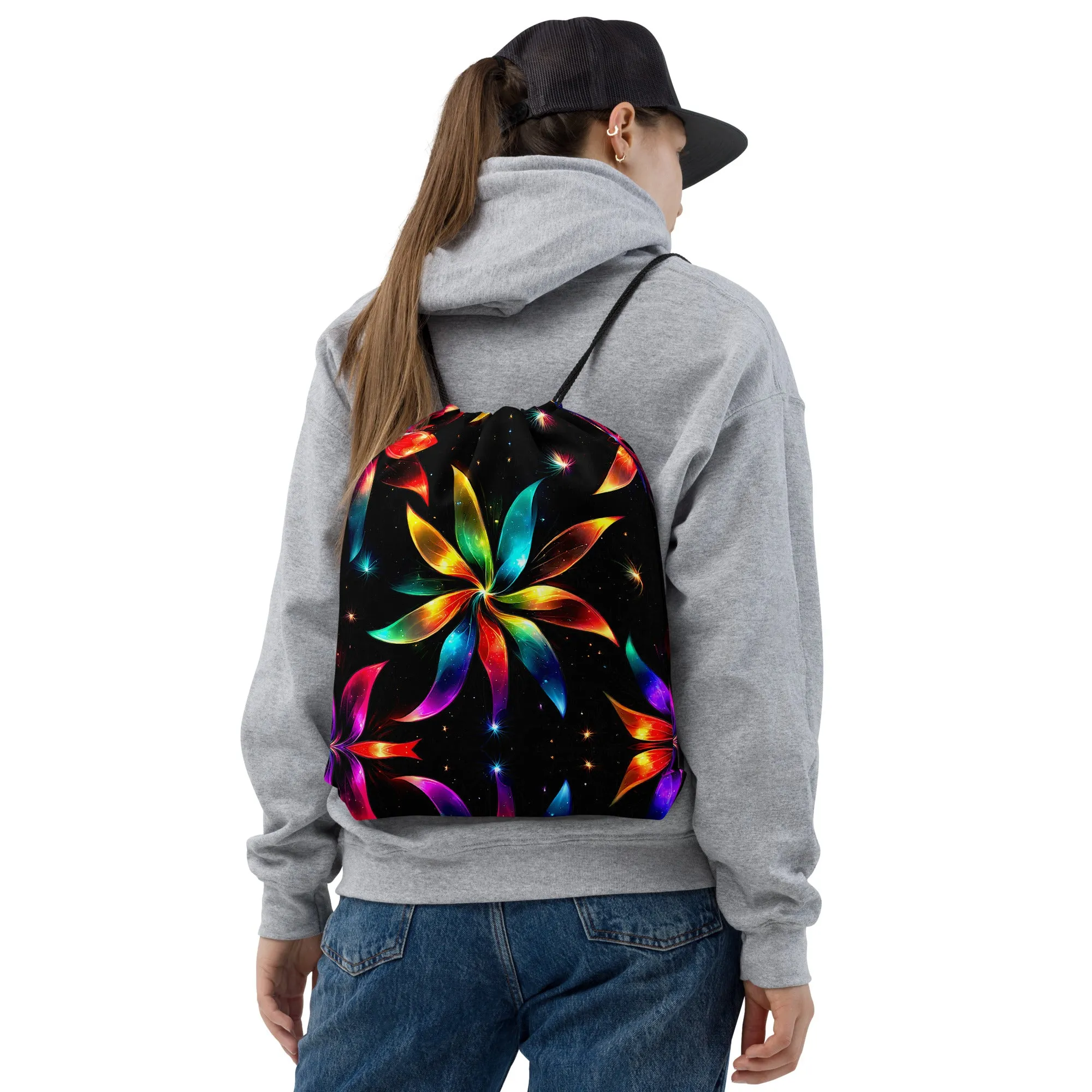 Retro Rainbow Pinwheel Drawstring bag