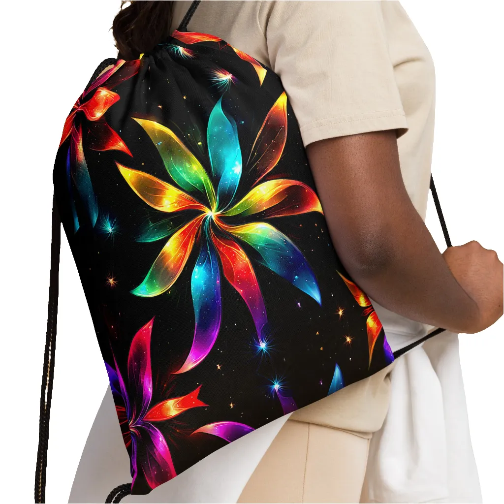 Retro Rainbow Pinwheel Drawstring bag