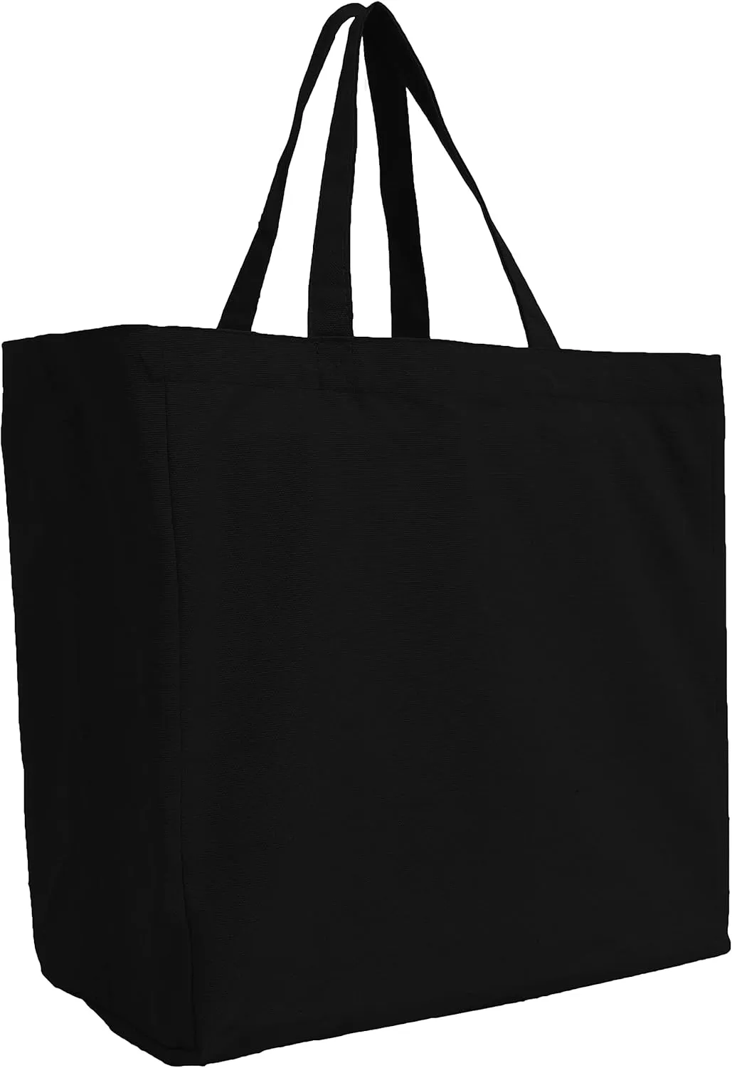 Reusable Heavy Duty 100% Cotton Canvas Grocery Bags by Threadart | Pack of 3 | With Strong Handles Holds up to 50lbs | Eco Friendly | Large Size 14x14x7.5" - Black