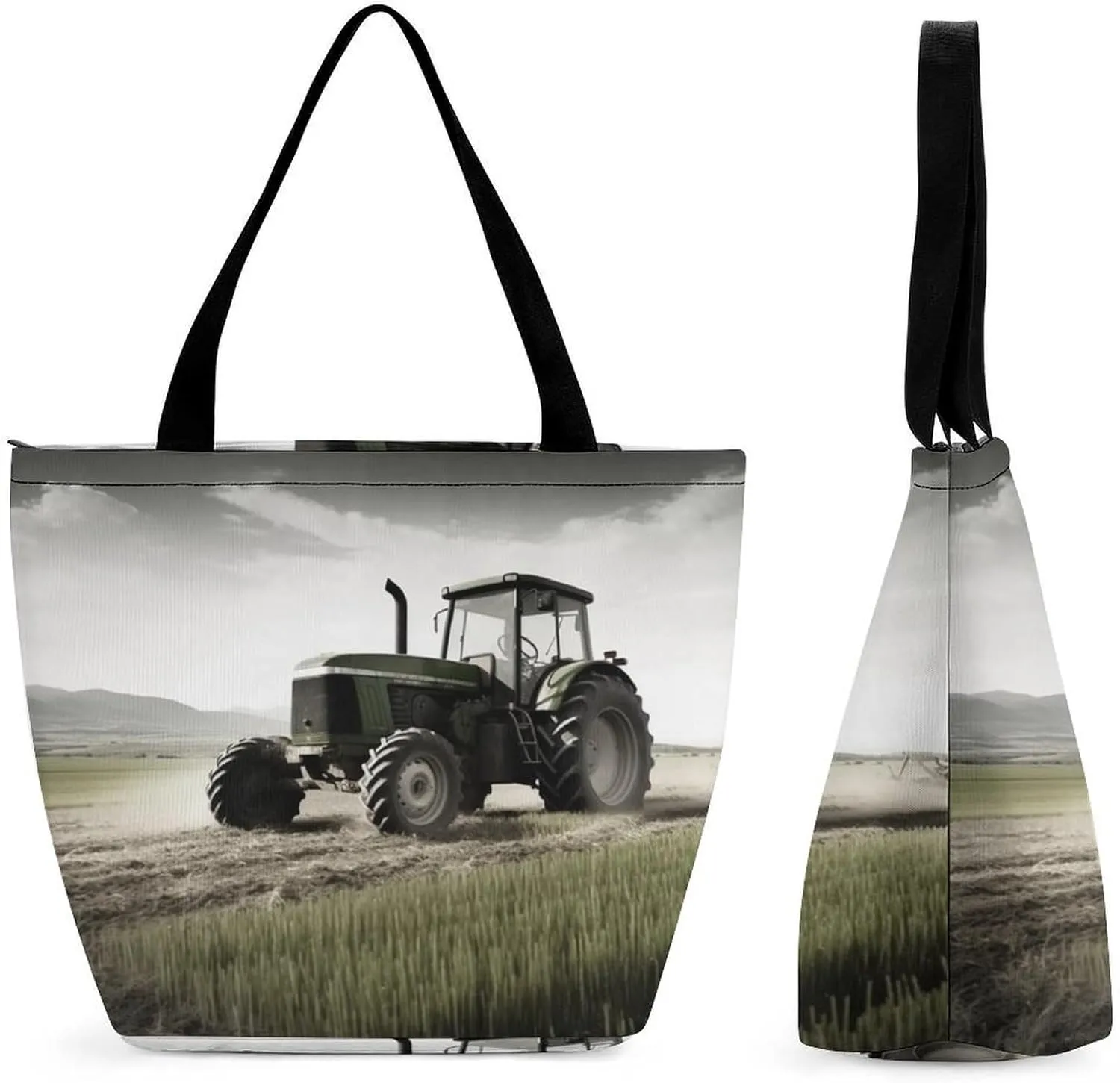 Reusable Shopping Bags for Women Large Grocery Bags Travel Tote Bags Tractor Agriculture Tranquil Shoulder Bag for Work