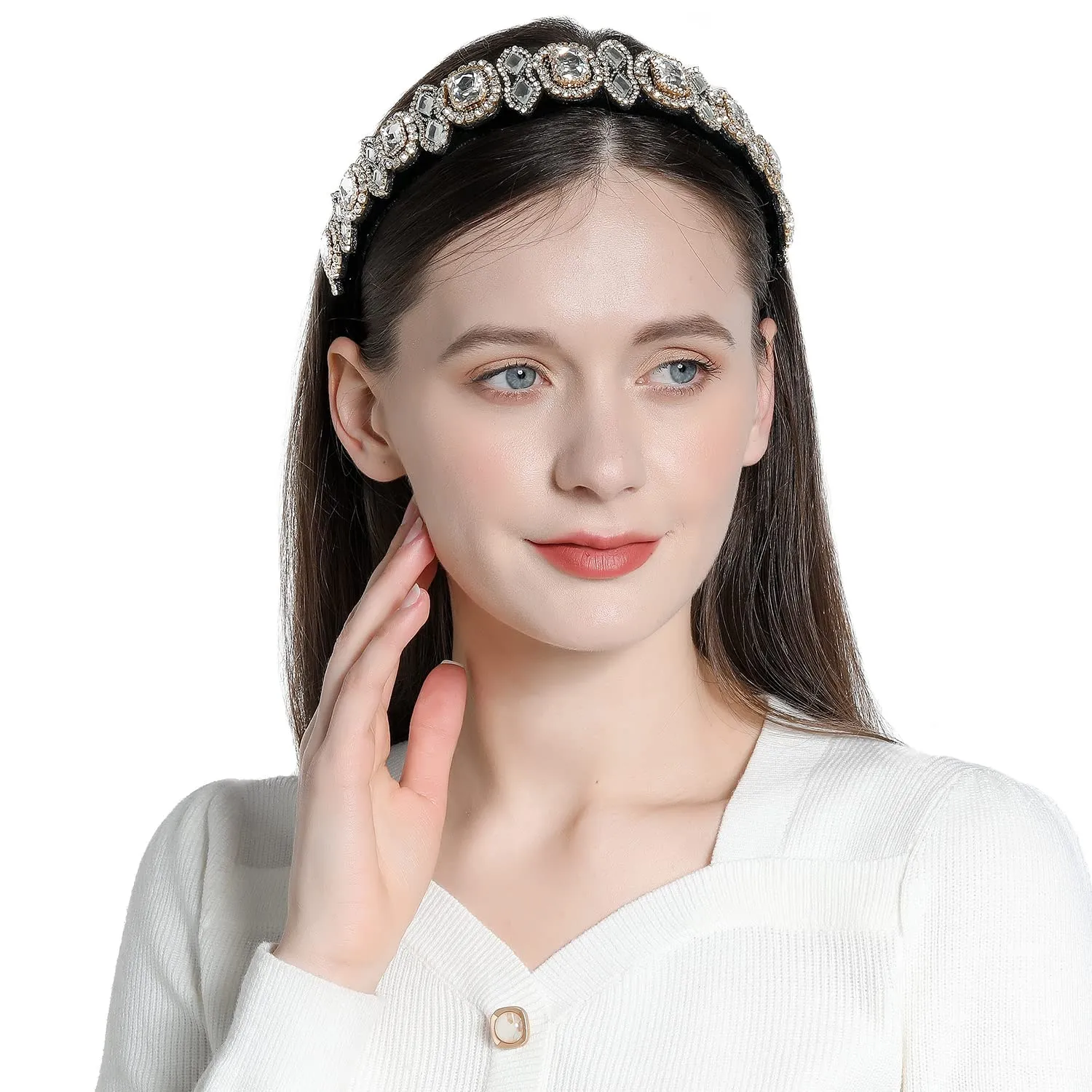 Rhinestones Headbands For Women's Hair Accessories Embellished Crystal Beaded Headbands For Women Bling Chains Diamond Hairband Party Girl