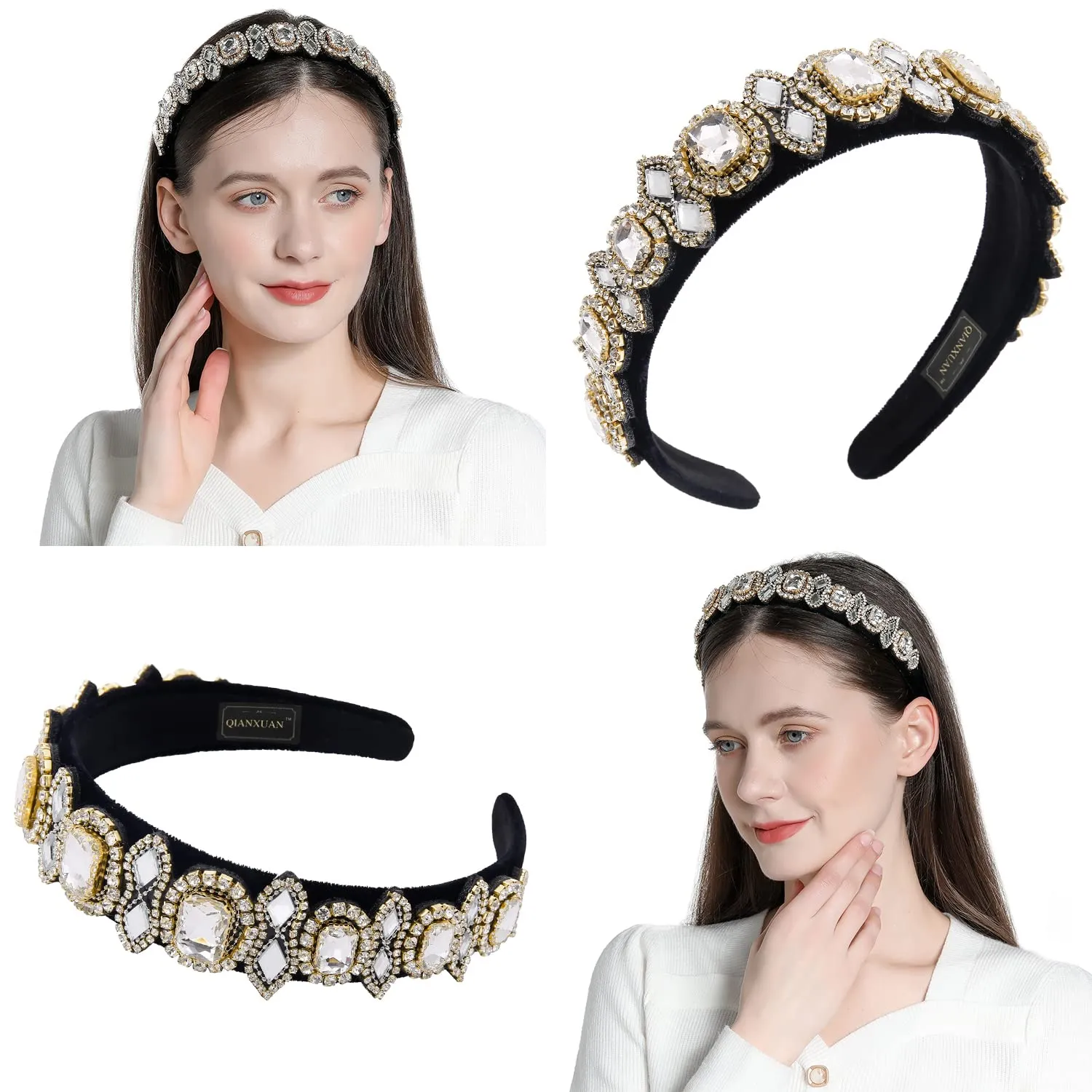 Rhinestones Headbands For Women's Hair Accessories Embellished Crystal Beaded Headbands For Women Bling Chains Diamond Hairband Party Girl