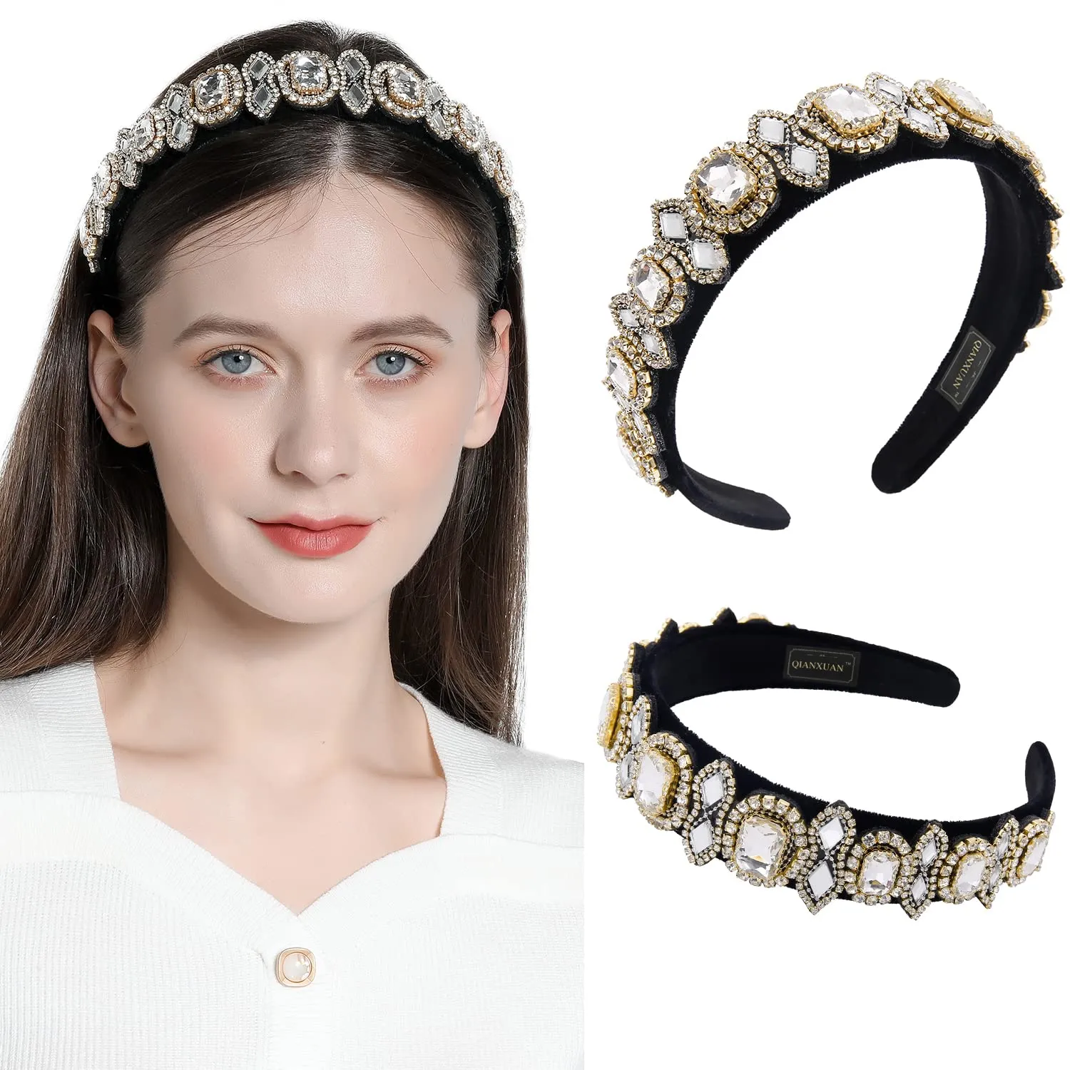 Rhinestones Headbands For Women's Hair Accessories Embellished Crystal Beaded Headbands For Women Bling Chains Diamond Hairband Party Girl