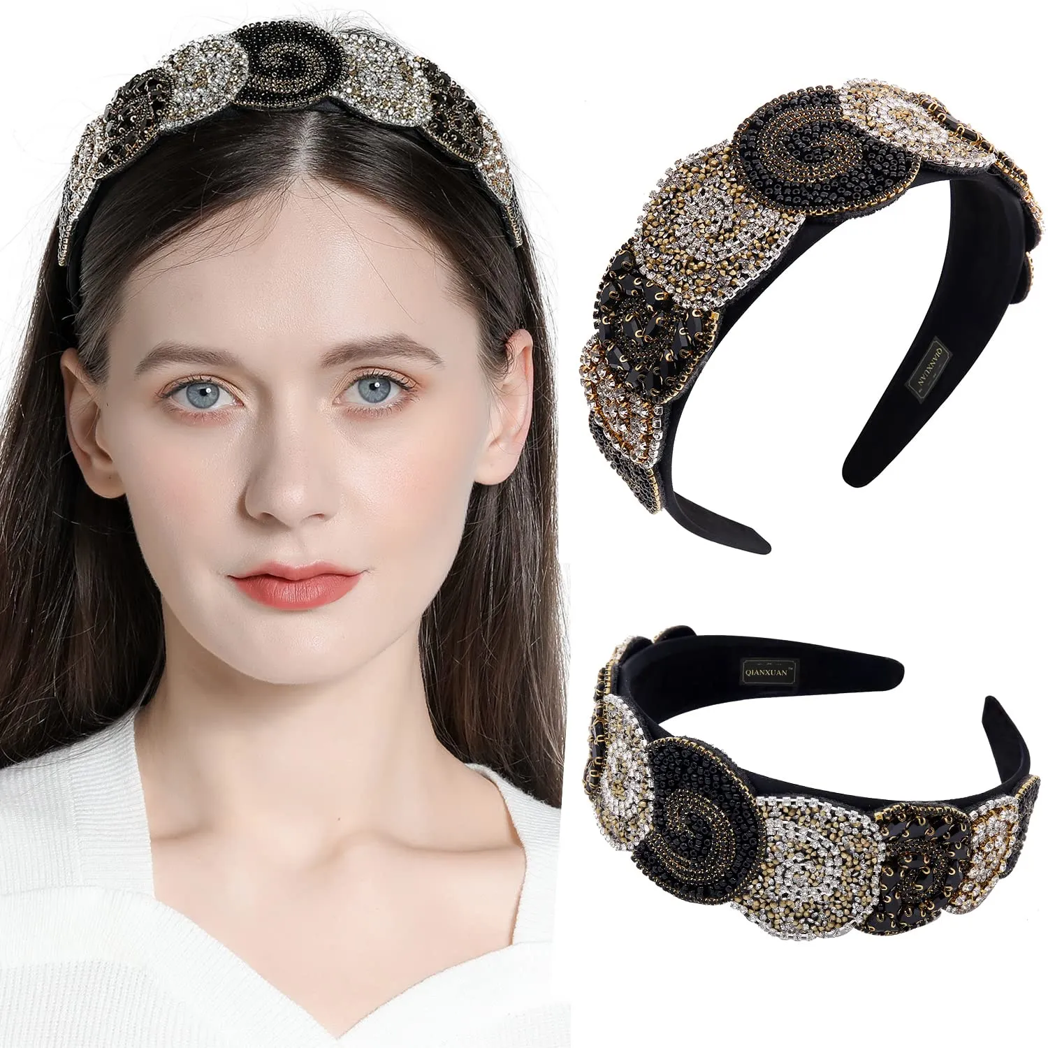 Rhinestones Headbands - Women's Embellished Crystal Beaded Fashion Bling Chains Diamond Headbands