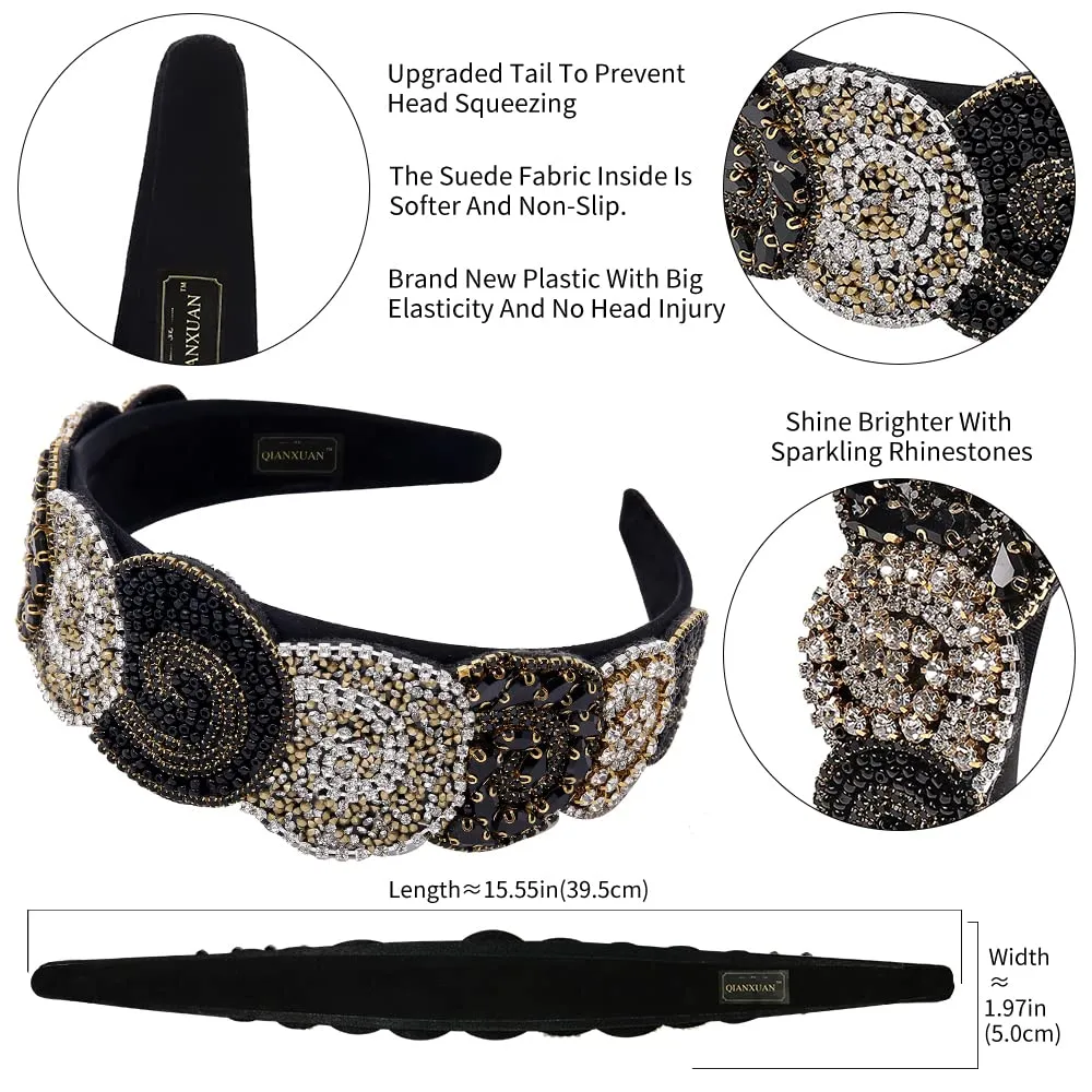 Rhinestones Headbands - Women's Embellished Crystal Beaded Fashion Bling Chains Diamond Headbands