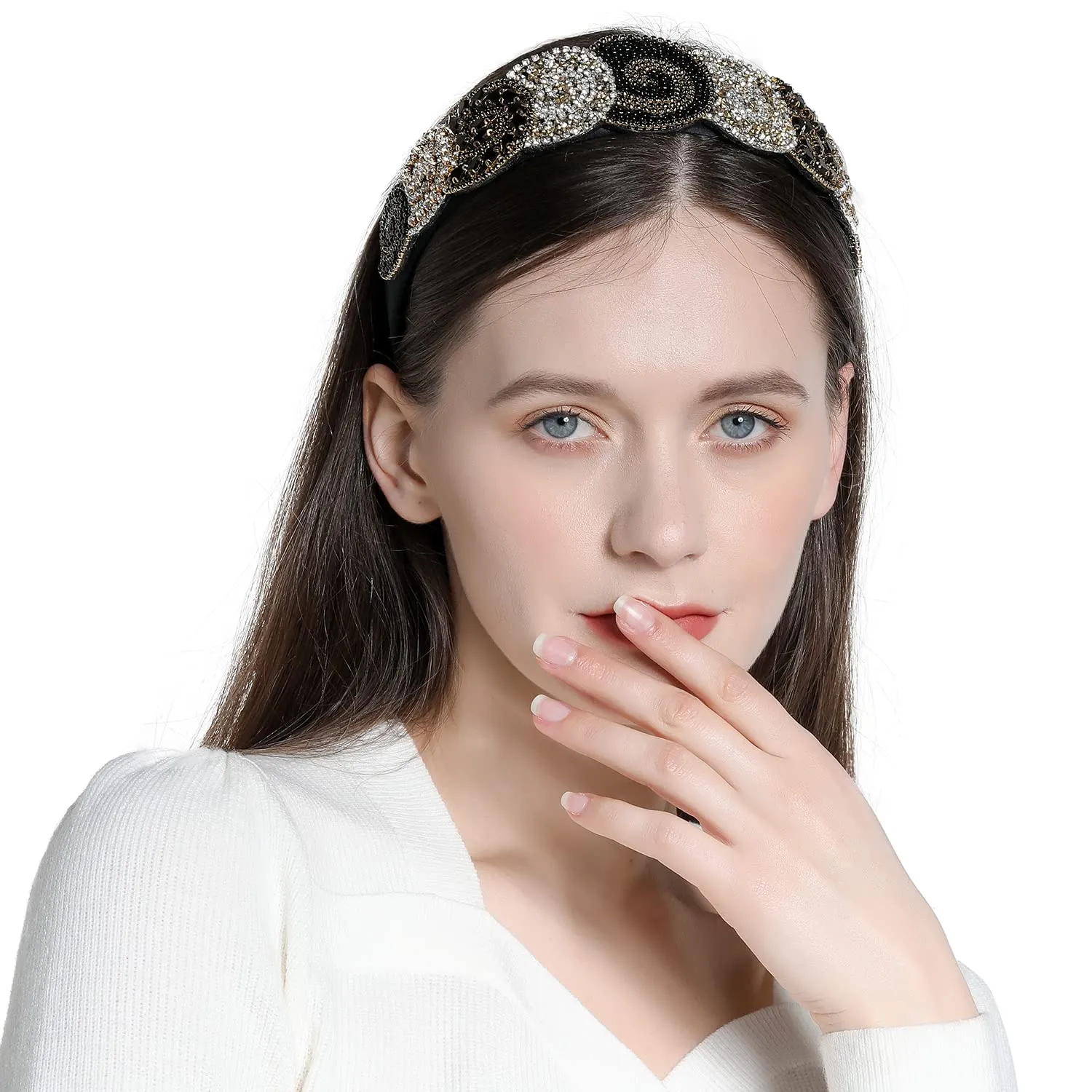 Rhinestones Headbands - Women's Embellished Crystal Beaded Fashion Bling Chains Diamond Headbands