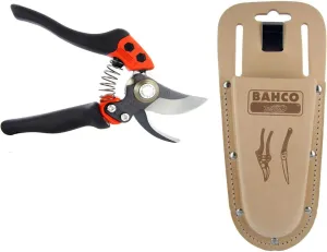 Rittenhouse Bahco PXR-M1 Ergonomic Rotating Handle Bypass Pruner with Prof-H Leather Pouch (Bundle, 2 Items)
