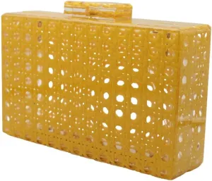 RomanticDesign Women Acrylic Handbag Rattan Woven Pattern Square Box Crossbody Handbag Shoulder Bag Chain Purse