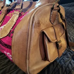 Rose Kilim & Leather Travel Bag
