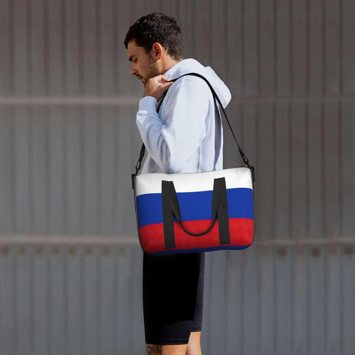 Russian Flag Travel Duffel Bag Carry On Tote Bags For Men,Weekender Overnight Bag,Sports Tote Gym Bag